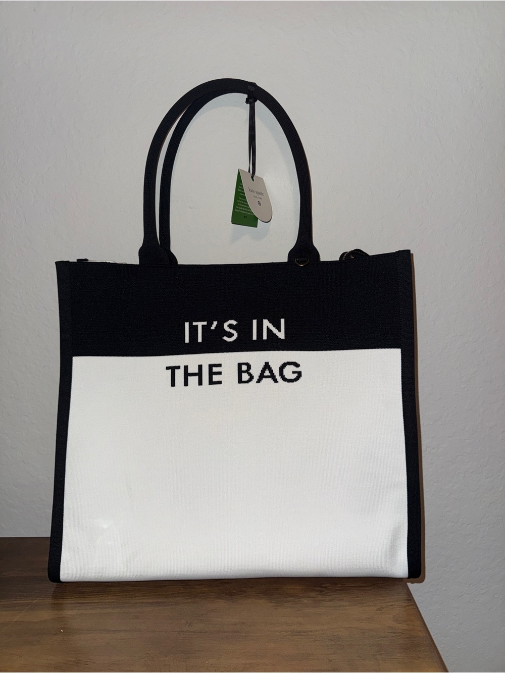kate spade Black & White Canvas Tote with Bold Text - Picture 2 of 9